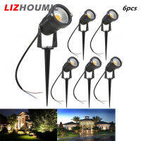 LIZHOUMIL ไฟ LED 5W แบบ COB โคมไฟติดพื้น6ชิ้นแบบกันน้ำใช้ตกแต่งสวนโคมไฟสำหรับสนาม