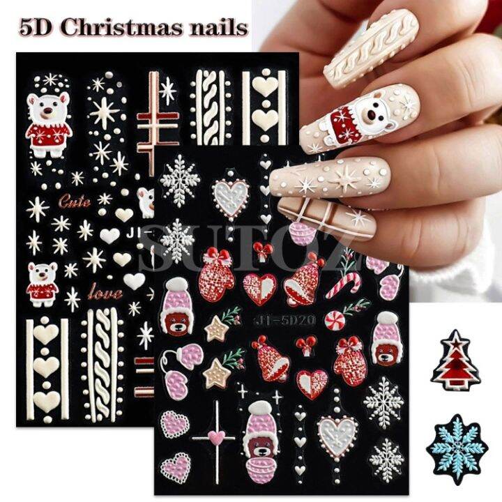 stiker-kuku-motif-snowflake-beruang-natal-5d-5211059