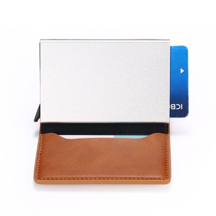 ที่ใส่กระเป๋าสตางค์บัตรเครดิต-rfid-สำหรับผู้ชายผู้หญิงเคสที่ใส่บัตรธนาคารอะลูมิเนียมแบบวินเทจกระเป๋าสตางค์หนังพร้อมคลิปหนีบเงินกระเป๋า-pu