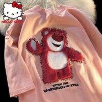 Sanrio Kuromi T-Shirts Strawberry Bear Kawaii Pink Tops Corset Funny T-Shirt Women Stitch Disney Womens Anime Y2k Short Sleeved