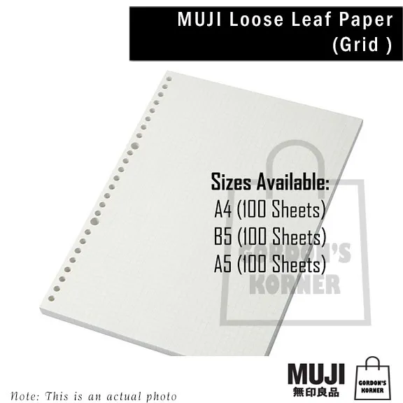 [B1] MUJI Loose Leaf Binder Refill Grid/ Lined B5, A5, A4 Lazada PH