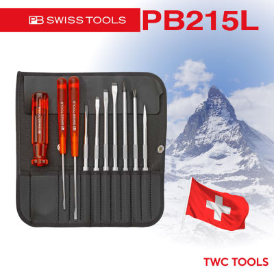 PB Swiss Tools ชุดไขควง รุ่น 215L ไขควงซองหนัง 10 ตัวชุด Swiss Made PB215L