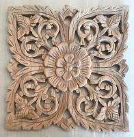 Teak Wood Carving Square Shape 30 cm.-Not Paint  (ไม้สักแกะสลักแบบเหลี่ยม ขนาด 30 ซ.ม. ***งานดิบไม่ทำสี*** )