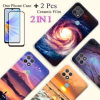 แบบ2 IN 1สำหรับ OPPO A15เคส A15S เคสซิลิโคนเนื้อนิ่ม TPU ด้วยปกป้องหน้าจอเซรามิกโค้ง