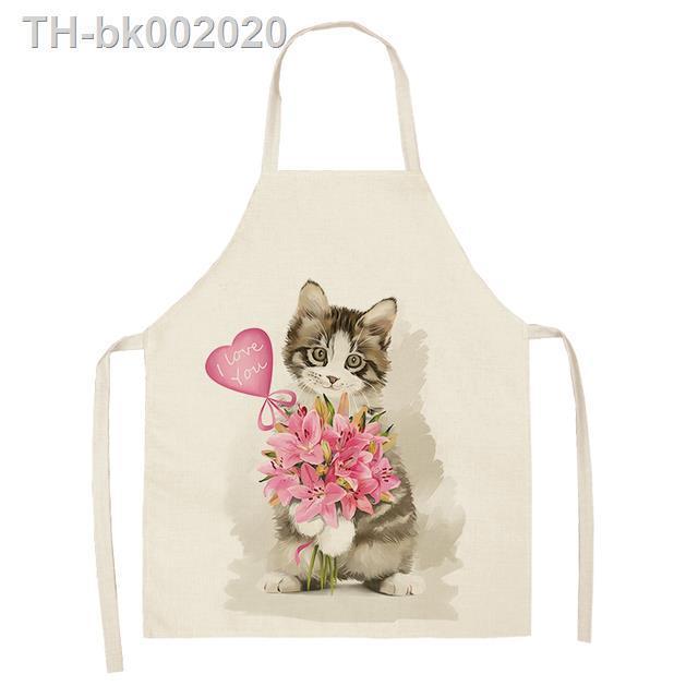 cute-cat-apron-kitchen-sleeveless-aprons-for-women-cotton-linen-bibs-household-cleaning-pinafore-home-cooking-apron-delantal