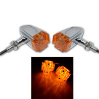 LED Flash รถจักรยานยนต์ Chrome Amber Cross ไฟเลี้ยวรถจักรยานยนต์ไฟเตือนสำหรับ CG125 GN125 Honda Yamaha Suzuki