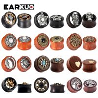 EARKUO Fashionable Style Wood Ear Gauges Tunnels Plugs Piercing Body Jewelry Earring Expanders Stretchers For Women Men 2PCS