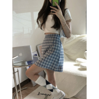 Plaid Skirt Female 2021 Summer New Korean Version of The High Waist All-match Thin A-line Skirt Bag Hip Skirt