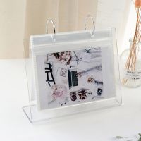 Tabletop Flip Photo Frame Photo Album 68 Pockets Desk Calendar Album Mini Poster Frame Acrylic Display Sign Holder