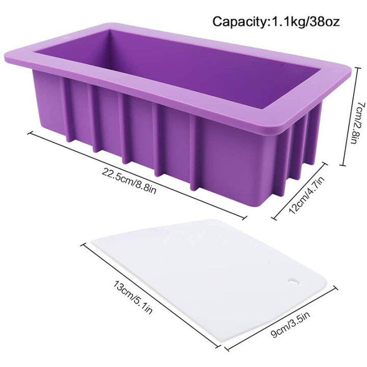 silicone-soap-molds-1pcs-38oz-rectangular-loaf-mold-with-plastic-scraper-for-handmade-soap