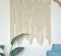 แขวนผ้าม่านติดผนัง Macrame สุดหรูทอมือสไตล์นอร์ดิกมีพู่ห้อยสำหรับห้องนั่งเล่นบ้านห้องนอนงานศิลปะสำหรับตกแต่งตกแต่งสไตล์โบโฮ