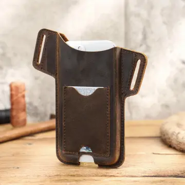 Mens Cell Phone Leather loop Hook Belt Pouch