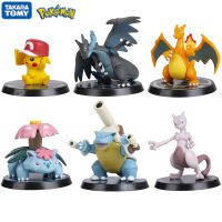 6PcsSet Pokemon Anime Figure Pikachu Charizard Mewtwo Blastoise Venusaur Dracaufeu Action Model Christmas Collection Toy Gifts