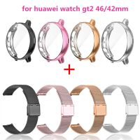 ZZOOI For Huawei Watch GT2 46mm GT2 Pro Strap Metal With Case Bracelet For Watch GT3 42mm Band Protector Bumper Strap Smart Watch