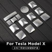 สำหรับรถยนต์ Tesla รุ่น X รุ่น S 2016-2020สวิตช์ยกหน้าต่างกรอบปุ่มเลื่อมสติกเกอร์ ABS อุปกรณ์เสริมฝาครอบ