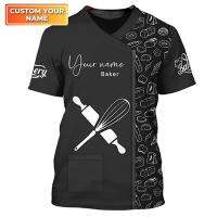 Summer Casul Mens Fashion Customized Name Pastry Chef T-Shirts Baker Uniform Loose O-neck Unisex Clothing Oversized Tees