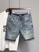 พิมพ์งานฝีมือการเย็บปัก High End Light Luxury Denim Shorts กางเกงขาสั้นผู้ชาย 5 ส่วนฤดูร้อนบางพอดีพิมพ์บุคลิกภาพ Scratch แบรนด์แฟชั่นในลำลอง กำลังสนับสนุนการชำระเงิน