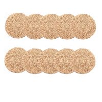 20Pc Natural Water Gourd Woven Placemat Round Woven Rattan Table Mat Water Gourd Placemat Round Pad Woven Green 30cm