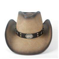 Nuovo E Donne Degli Uomini สำหรับทุกเพศวินเทจในหนังม้วนขึ้นปีกกว้าง Sombrero Signore Cowboy Girl Occidentale Cappello