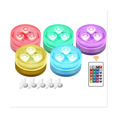5Pcs Light RGB Multi Multi -Colored LED Pond Lighting Waterproof Tea Lights Led Waterproof Light with Remote Control and Suction Cups