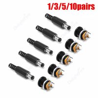 ۩✺ 10PCS(5Pairs) 12V 3A 5.5x2.1mm Male Female DC Power Adapter Socket Jack Screw Nut Panel Mount 5.5x2.1mm Connector for LED Strip