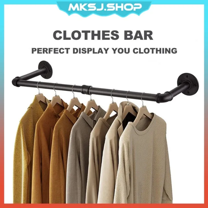 120cm Clothing Bar Wall Clothes Rack Hanger Garment Display Sangkut