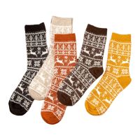 5 Pairs Women Winter Cozy Warm Knit Crew Socks Cute Reindeer Snowflake Squirrel Duck Pattern Hiking Boot Thermal Hosiery L5YB