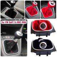 5 6 Speed Red Suede Leather Complete Gear Shift Knob boot cover For Volkswagen VW Golf 5 6 MK5 MK6 R32 GTI 04-09