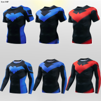 การบีบอัดวิ่งเสื้อยืดผู้ชายใหม่ Nightwing 3D พิมพ์เสื้อ T ผู้ชายแห้งเร็วยิมกีฬา Rashguard JerseyTop สำหรับชาย