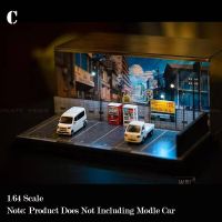 Diorama 1:64ไฟ LED โรงรถพร้อมจุดจอดรถ6จุดของขวัญสถานีแสดงรถยนต์