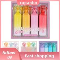 เครื่องเขียน RUPANBO039392692ปากกาไฮไลท์สีกรงเล็บแมวอุปกรณ์การเรียนปากกาเน้นข้อความสมุดวาดรูปพลาสติกน่ารักปากกาเรืองแสงนักเรียน