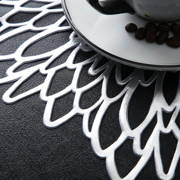 64ชิ้น-placemats-กลมร้านอาหารกลวงพีวีซีตกแต่งอาหารเสื่อป้องกันความร้อนโต๊ะรับประทานอาหารสายเสื่อสเต็กแผ่นแผ่นดอกไม้