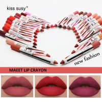 24color Velvet Matte Lipstick Pen Waterproof Lasting Non stick Cup Lipstick Pencil Lip Liner Pen Lip Makeup Cosmetics Maquillaje