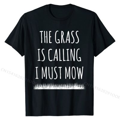 Funny Lawn Gardening Gift The Grass Is Calling I Must Mow T-Shirt Retro Mens Tshirts Cotton Tops Shirt Casual