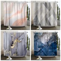 【CW】▽№✣  Marble Pattern Texture Abstract Gradient Shower Curtain Luxury Curtains with Hooks