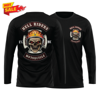 HELL RIDER  เสื้อยืดแขนยาวคอกลม Cotton 100% สกรีนลาย