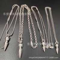[TOP]Chromes Hearts 925 sterling silver high quality Thai silver bullet pendant letter chain necklace