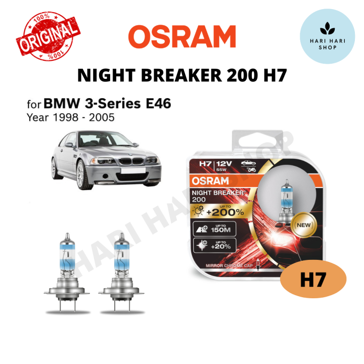 Original Osram Night Breaker 200 H7 Set (2 Bulbs) +200% Brightness for  Proton Preve (Year 2012-Present)