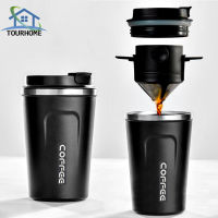 TOURHOME แก้วกาแฟสแตนเลส 380 มล. พับได้ พร้อมตัวกรอง แก้วพกพา รักษาอุณหภูมิ กรองสแตนเลสไม่ใช้กระดาษ หลากสี