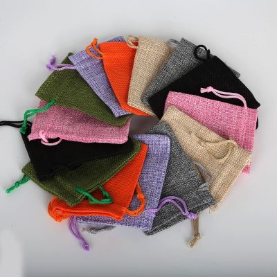 5PCS 7x9cm Linen Cotton Jewelry Bag Drawstring Decorative bags Gift Pouch for Christmas Wedding Product Packaging Bags