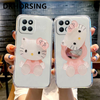 DKHORSING เคสโทรศัพท์เนื้อนิ่มทำจากซิลิโคนตัวปกป้องกล้องถ่ายรูป,X5พลัส/90 5G / 90 Lite / 70 Lite เคส X6A น่ารักแมว KT Makemirror เคสโปร่งใส HONOR90 5G 2023