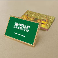 Saudi Arabia flag pin 2.5*1.5cm zinc die-cast PVC colour coated gold rectangular medallion badge without added resin