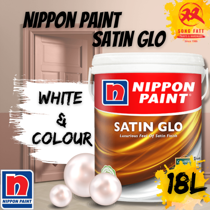 Nippon Paint SATIN GLO (WHITE/COLOUR) 18L/15L Sheen (Song Fatt) Pearl