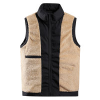 Mens Winter Thicken Fleece Warm Vest Jackets Men Sleeveless Coats Fashion Zipper Heating Vests Winter Men Clothing S-6XL