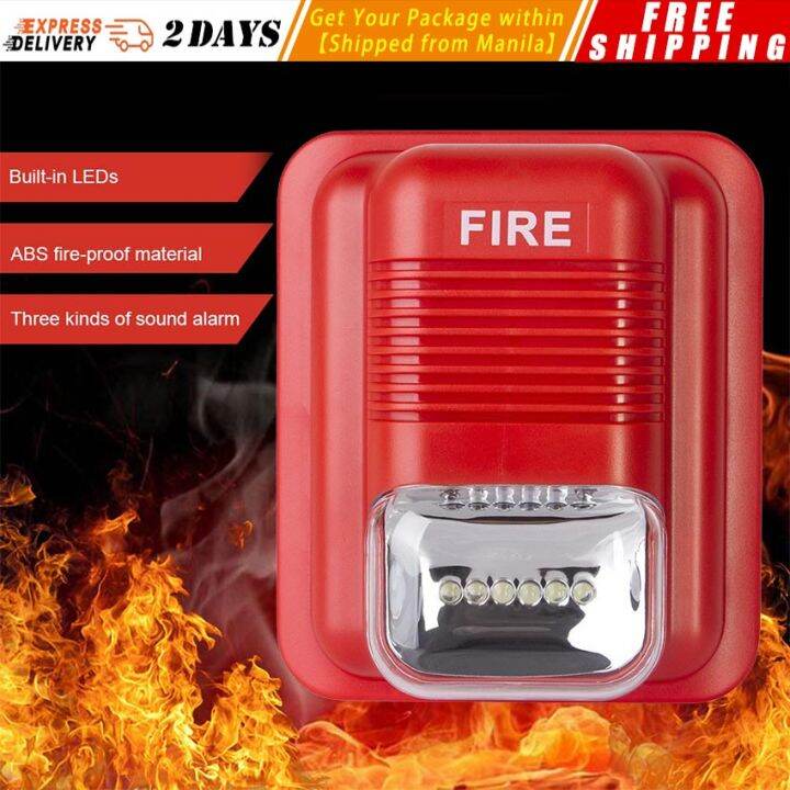 Security DC24V Fire Alarm Siren With LED Strobe Speaker With Flash 3