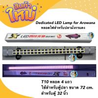 Dedicated LED Lamp for Arowana หลอดไฟสำหรับปลามังกรแดง T10 หลอด 4 แถวใช้สำหรับตู้ปลา ขนาด 72 cm. สำหรับตู้ 32 นิ้ว