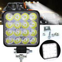 PEXELS Square 48W LED ไฟทำงาน12V 24V ไฟฟลัดไลท์ส่องพื้นถนนสำหรับรถยนต์รถบรรทุก SUV 4WD