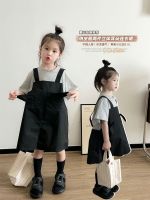 CUI YI SHOP 2023 Korean New Childrens Fake Two-piece Suspender Skirt Baby