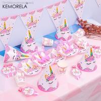 ♀❒☍ KEMORELA Unicorn Decoration Birthday Party Decor Disposable Tableware Paper Plate Set Baby Shower Wedding Birthday Party Supplie