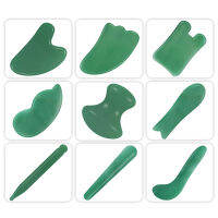 Gua Sha Board สีเขียว Aventurine เครื่องมือนวดหน้าจีนแบบดั้งเดิม Facial SPA การฝังเข็มขูด guasha Gouache Scraper-Piejt